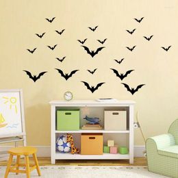 Autocollants muraux en PVC, dessin animé Halloween chauve-souris, autocollant de porte, papier peint auto-adhésif, décor de salle de fête, accessoires de décoration de maison