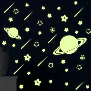 Pegatinas de pared PVC luminoso que brilla en la oscuridad estrella galaxia luna decoración de la habitación de los niños póster de papel tapiz