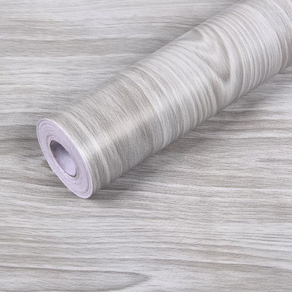 Pegatinas de pared PVC autoadhesivo papel tapiz de grano de madera armario de cocina muebles decoración del hogar