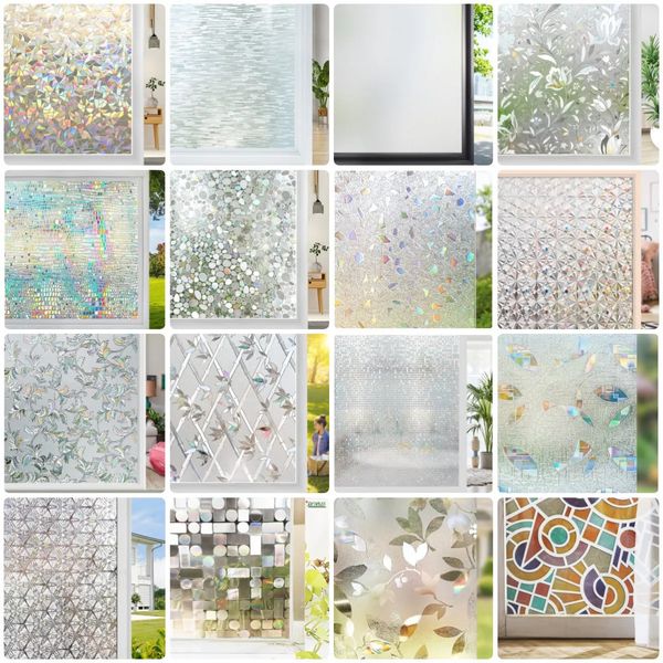 Pegatinas de pared Rainbow Window Film Privacidad Vidrieras No adhesivas 3D Estático Cling Vinilo extraíble Etiqueta decorativa Anti UV para el hogar 230927