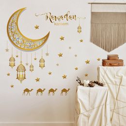 Stickers muraux Ramadan lune étoile lanterne bricolage décalcomanie Kareem décoration pour la maison islamique musulman Mural Eid Mubarak 230520