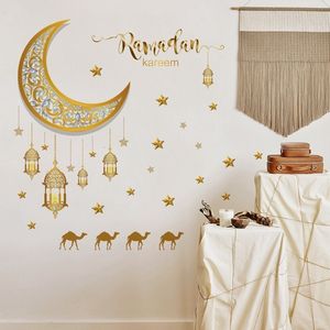 Stickers muraux Ramadan lune étoile lanterne bricolage décalcomanie Kareem décoration pour la maison islamique musulman Mural Eid Mubarak 230808