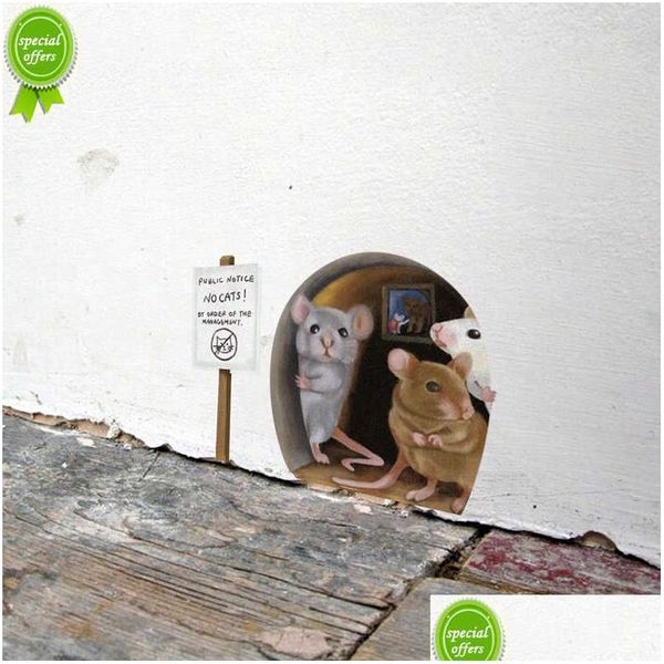 Stickers Muraux Réaliste Trou De Souris Pour Escaliers D'angle Drôle Mignon Maison Stickers Décoratifs Drop Delivery Garden Dh5Gd