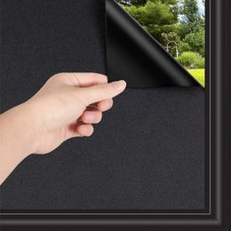 Pegatinas de pared Extraíbles 100% Bloqueo de luz Película para ventanas más oscura Estática Total Blackout Vidrio Privacidad Oscurecimiento Tinte para ventanas Etiqueta para ventana negra 231208