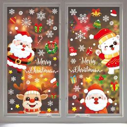 Muurstickers Verwijderbare Kerst PVC Statische Sticker Kerstman Elanden Venster Verfraai sneeuwvlokstickers Jaarfeest Glas Aankleden 230928