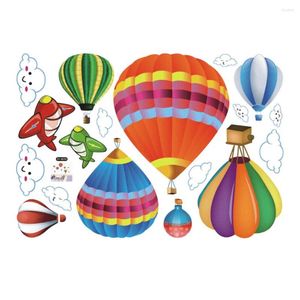 Muurstickers verwijderbare creatieve luchtballonvliegtuigen en smile wolken sticker sticker sticker sticker kids room decoraties kunst decor n
