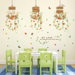 Muurstickers verwijderbaar diy romantische bloembloem mand bloem slaapkamer decoratie kunst glas sticker natuur posterswall