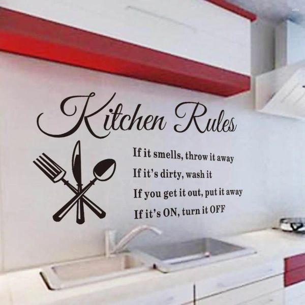 Pegatinas de pared Reglas de cocina extraíbles Decoración del hogar Decoración del hogar Palabras negras Decoración de letras