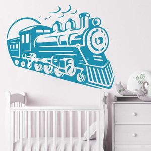 Autocollants muraux amovibles en forme de Train rétro, sparadrap pour salon, chambre d'enfants, accessoires de décoration de chambre à coucher, décoration murale HQ818