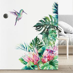 Wall Stickers Removable Tropical Leaves Flowers Bird Bedroom Living Room Decoration Mural Decals Plants Paper Home Decor 230520