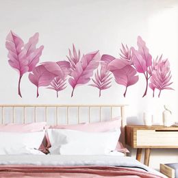 Muurstickers Romantische Roze Bladeren Woonkamer Decor Esthetische Plint Lijn Warme Slaapkamer Studie Zelfklevende Muurschildering