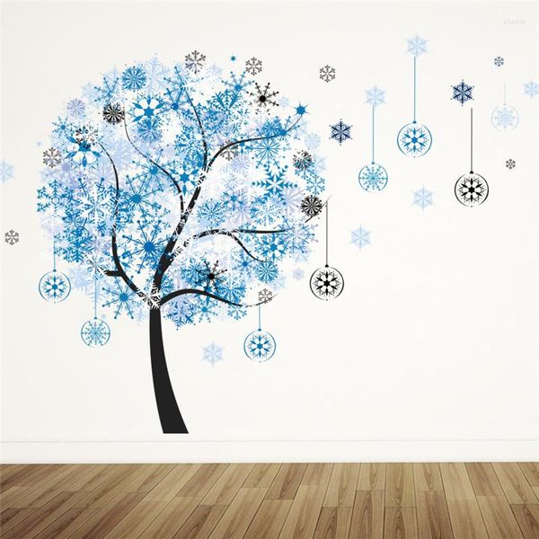 Stickers muraux Romantique Flocons De Neige Arbre Art Pour Filles Chambre Chambre Décoration Diy Plante Murale Decal Pastorale Pvc Affiche