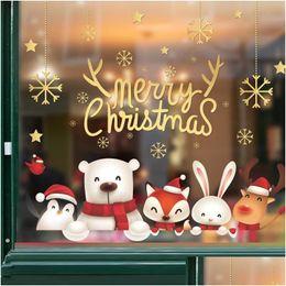 Stickers muraux Père Noël Joyeux Noël Fenêtres en verre Stickers Décor Décoration de la maison Papier peint 2022 Année Drop Livraison Jardin DHW6F