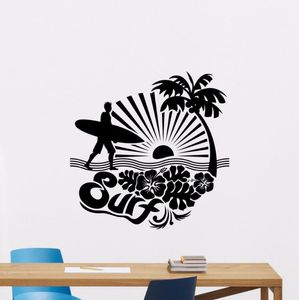 Wall Stickers Sea Palms Poster Surfing Sportsticker Palm Tree Decal Surfer Lover Lover Gift Surfboard Murals