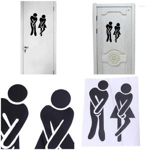 Muurstickers eenvoudige stijl grappig schattig openbare toiletvrouw mannen logo zwarte sticker creatieve poster voor wasruimte deur sticker scvd88999