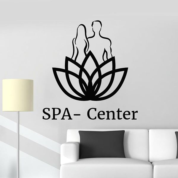 Autocollants muraux Spa Beauty Center Sign Decal femme et homme relaxant décor de massage mural nom personnalisé personnalisé lc1498wallwall