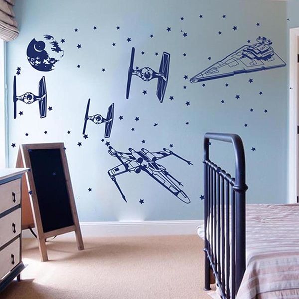 Stickers muraux vaisseau spatial X-Wing Fighter papier peint fusée Starfighter guerre papier peint chambre d'enfants maternelle vinyle décoration de la maison 230331