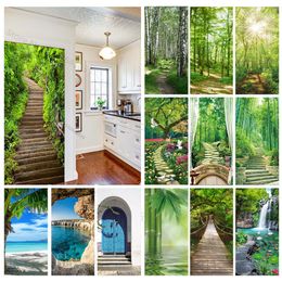 Stickers muraux Étapes Forêt 3D Porte Auto-Adhésif PVC Affiche pour Flim Couverture Autocollant Appartement Maison Réfrigérateur Art Mural Décor 230720