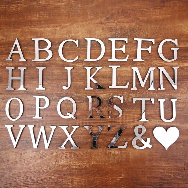 Stickers muraux Autocollant Acrylique Anglais Lettres Haute 10cm DIY Nom Personnalisé Autocollant Miroir De Mariage Anniversaire Décor À La Maison