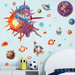 Muurstickers Sticker Cartoon Space Shuttle Alien PVC Zelfklevende Verwijderbare Schakelaar Slaapkamer Woonkamer Decoratieve Woondecoratie