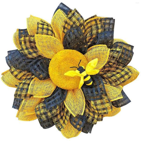 Autocollants muraux auto-adhésifs en PVC, motif créatif de couronne d'abeille de tournesol, décoration de maison, sparadrap pour salon # LR1