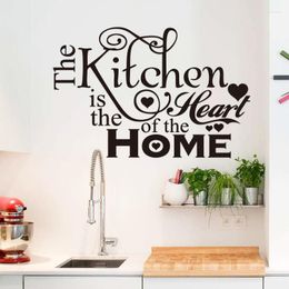 Autocollants muraux autocollant citations modernes "la cuisine est le coeur de la maison" décalcomanies en PVC décor à la maison pour la décoration de cuisine