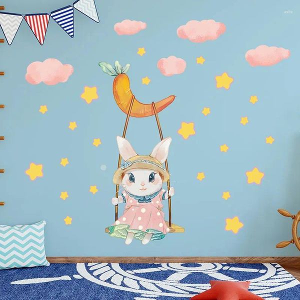 Pegatinas de pared oscilantes para habitaciones de niños, decoración de habitación de bebé, calcomanías dulces, dormitorio, guardería, murales artísticos para el hogar