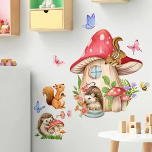 Stickers muraux T52 # Animal Champignon Papillon Autocollant Enfants Chambre Fond Décoration Murale Papier Peint Vivant Drôle Decal 231017