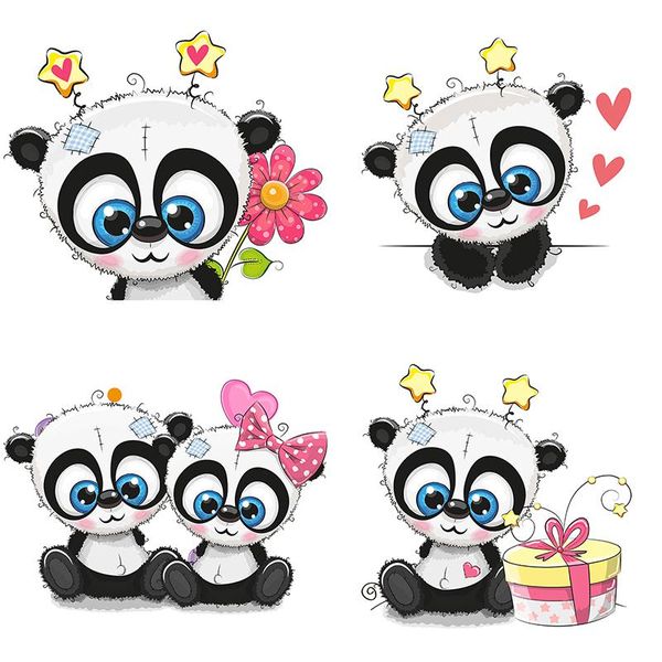 Autocollants muraux trois Ratels QC529, Panda à grands yeux pour enfants, joli jouet pour enfants, décalcomanies cadeaux, décoration de la maternelle