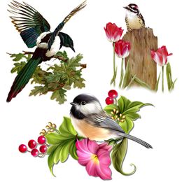 Stickers muraux Trois Ratels QCF146 belle aquarelle art couleur oiseau style pastoral chambre mur pâte toilette décoratif décalcomanie 230822