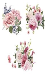 Stickers muraux Trois Ratels QCF4 Aquarelle Bouquet Fleur Autocollant De Voiture PVC Autocollant Pour Maison Chambre Fenêtre Porte Réfrigérateur Cuisine2920993