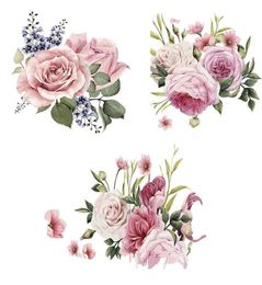 Autocollants muraux trois ratels QCF4 Aquarement bouquet de fleurs autocollants PVC Decal pour la porte de la chambre de la maison Porte de la fenêtre réfrigérateur 4176688