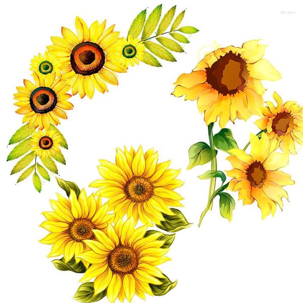 Pegatinas de pared Three Ratels QCF54 Hermoso ramo de girasol Arte Pintado a mano Lucky Flower Sticker para el dormitorio de los niños Inodoro Frige Calcomanía