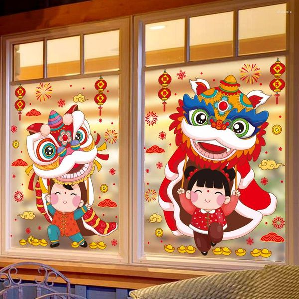 Pegatinas de pared, decoración tradicional del año chino, pegatina 2023, decoración del Festival de Primavera del tigre, calcomanías de ventana de invierno, papel tapiz