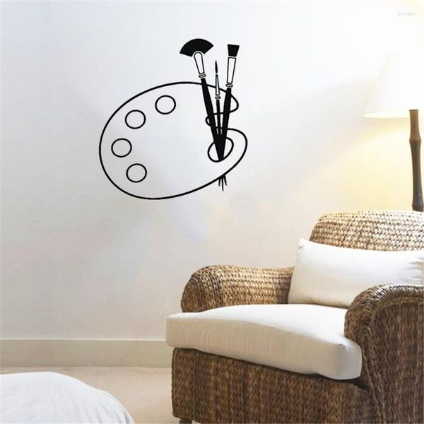 Autocollants muraux arbre Po peinture pinceaux Palette pour adolescents chambre chambre décoration de la maison révocable Art Mural DW7583