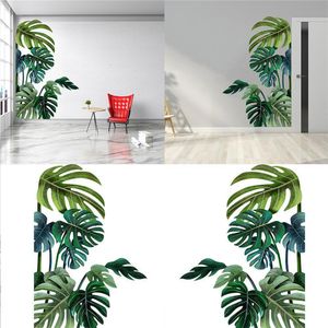 Stickers muraux Feuilles De Plantes Tropicales Autocollant Décor À La Maison Chambre D'enfant Forêt Tropicale Nordique Plantes Vertes Fenêtre Sticker Mural DIY 230603