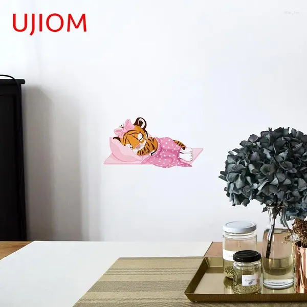 Pegatinas de pared Ujiom Girl Tiger Decoración del hogar Decoración de la sala Decoración Decoración para calcomanías para sala