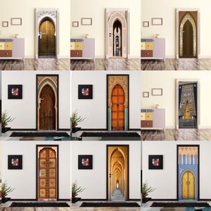 Stickers Muraux Vintage 3D Porte Personnalité Arche En Bois Décor À La Maison Rénové Auto-adhésif 230720