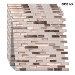 Autocollants muraux Vividtiles 30 5x30 5cm 3D PEEL et Stick Tiles mosaïques auto-adhésifs imperméables en vinyle de vinyle thermique 5 feuilles 230307