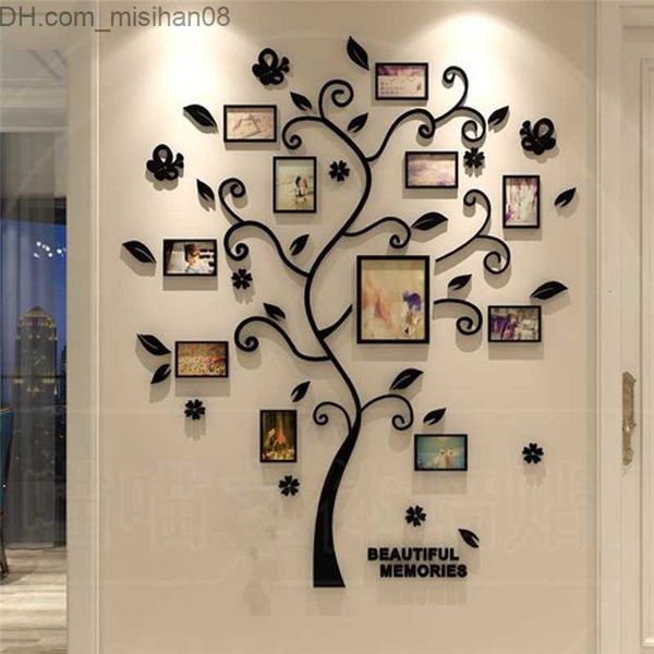 Stickers muraux Stickers muraux 3D arbre généalogique acrylique Po arbre décor à la maison affiche décalcomanie miroir po mur papier peint décor de chambre d'enfant 230225 Z230630