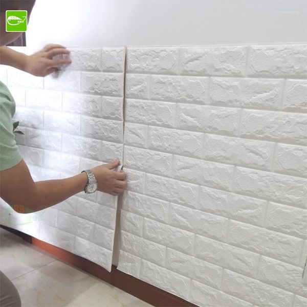 Pegatinas de pared Papel tapiz 3D Etiqueta Patrón Ladrillo Impermeable Anticolisión Dormitorio