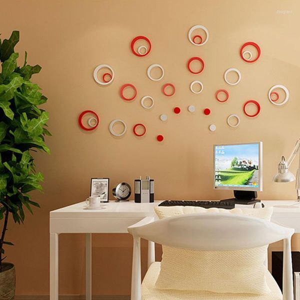 Stickers Muraux Papier Peint Décalque Acrylique 5 Pcs Art Mural Cercles Créatifs 3D Stéréo Fond Bureau Bricolage