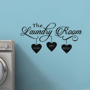 Adesivi da parete Lavare a secco Ripetere Lettering The Laundry Room Sign Decal Shop Art Poster Decor