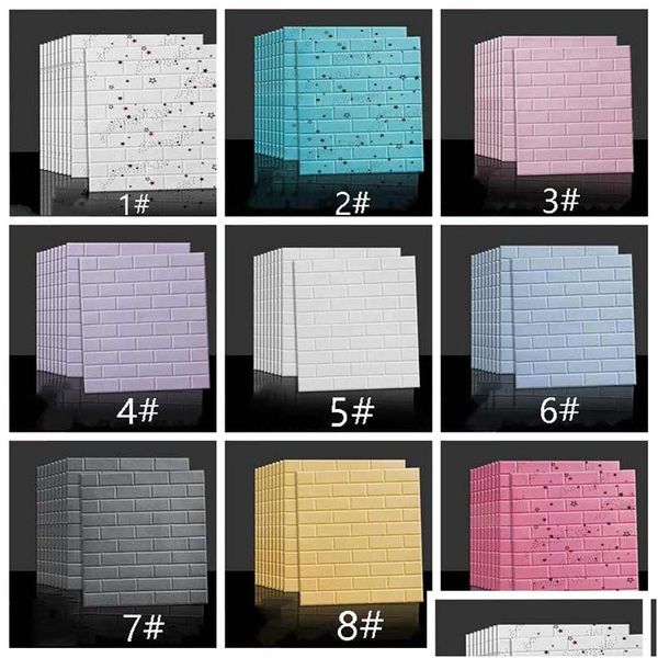 Pegatinas de pared Impermeable Dibujos animados Espuma Garten Niños Anticolisión Fondo autoadhesivo Colorf Brick Drop Delivery Home Garden Dhqhu