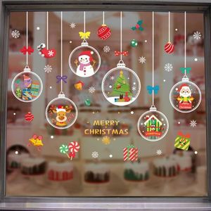 Muurstickers Waterdichte Creatieve Rendier Elk Santa Clausule Sneeuwvlok Glas Windows Bevestigt Statische Sticker Kerstvenster Wallpapers