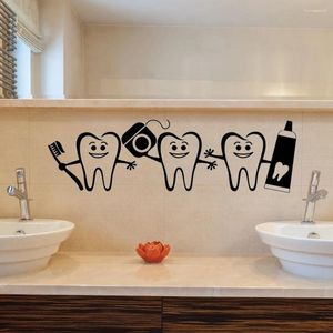 Muurstickers Waterdicht Tandarts Kantoor Decor Glimlach Tanden Decal Leuke Tandenborstel Muurschilderingen Badkamer Zorg Tandheelkunde HY1986