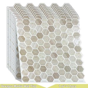 Stickers muraux WODECOR salle de bains et cuisine étanche dosseret papier peint hexagone mosaïque carrelage Premium marbre autocollants 231202