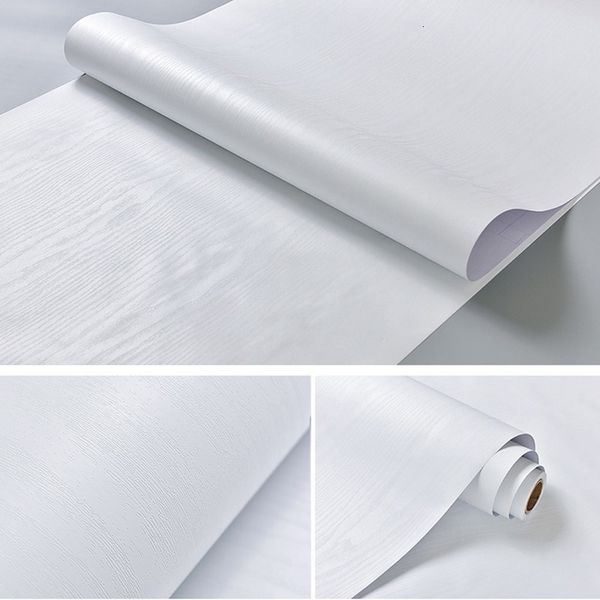Stickers muraux bois papiers blancs PVC auto-adhésif étanche papier peint rouleau porte de meubles armoires de bureau armoire vinyle 230616