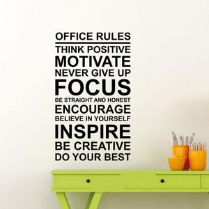 Autocollants muraux pour le travail, citation de Motivation, signe de règles de bureau, affiche, autocollant de réflexion positive, autocollant de travail d'équipe, décor artistique et professionnel