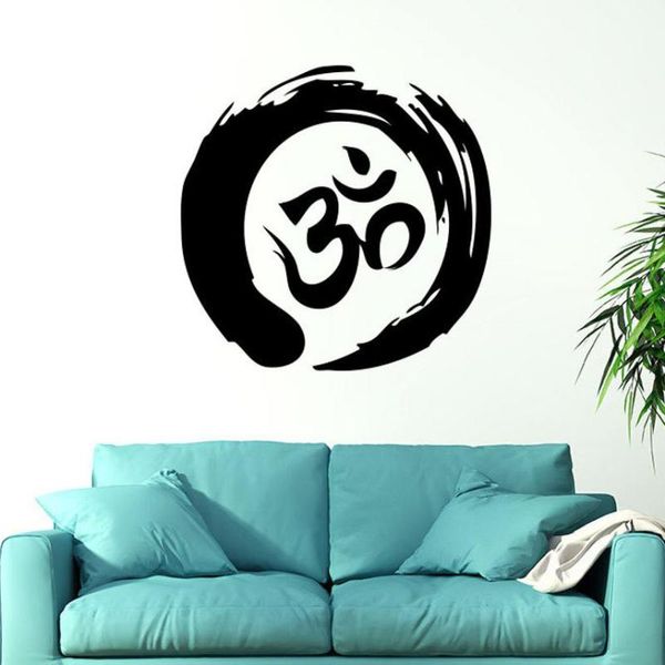 Pegatinas de pared Zen Circle Calcomanía Om Símbolo Pegatina Budismo Enso Meditación Yoga Decoración de la habitación Mural Diseño de interiores C334